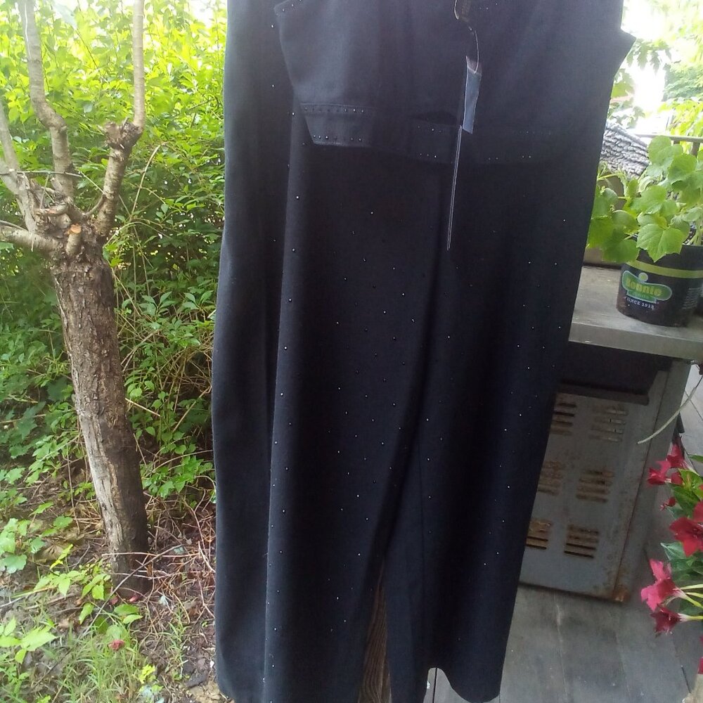 House of Harlow 1960 2PC Black on Black Crystals Denim Crop Top Pantsuit (10)NWT - Picture 14 of 14